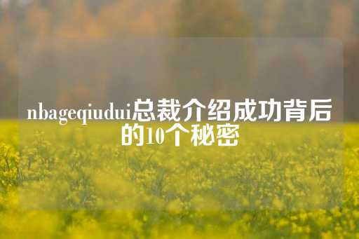 nbageqiudui总裁介绍成功背后的10个秘密